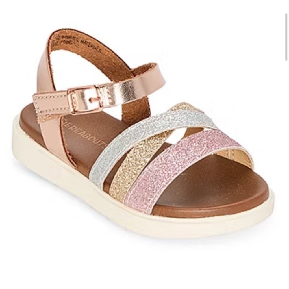 Thereabouts Toddler Girl Easter Sandals Size 9M Rose Gold Sparkle Shoes NEW‎